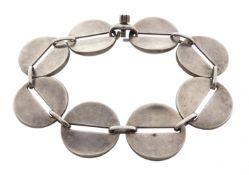 Georg Jensen silver circular link bracelet No. 151 by Nanna Ditzel, London import marks 1973, with o