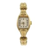 Tudor Rolex 9ct gold ladies bracelet wristwatch, manual wind Birmingham 1956, boxed