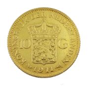 Netherlands 10 Gulden gold coin 1911