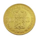 Netherlands 10 Gulden gold coin 1911