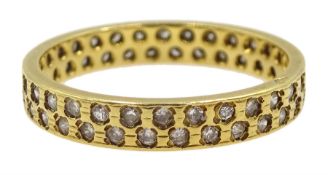 18ct gold round brilliant cut diamond, chequered design full eternity ring