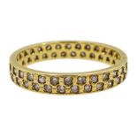18ct gold round brilliant cut diamond, chequered design full eternity ring