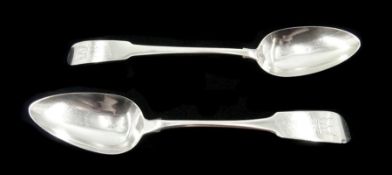 George III Irish tablespoon, Fiddle pattern by Thomas Townsend, Dublin 1818 and one other Dublin 180