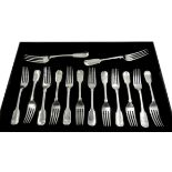 Set of twelve Victorian silver dessert forks, Fiddle pattern by Samuel Hayne & Dudley Cater, London