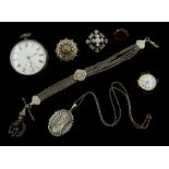 Victorian and later silver jewellery including locket makers mark J & F S, Birmingham 1881, brooch B