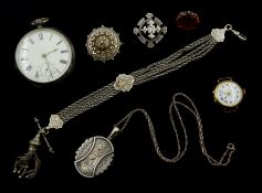 Victorian and later silver jewellery including locket makers mark J & F S, Birmingham 1881, brooch B