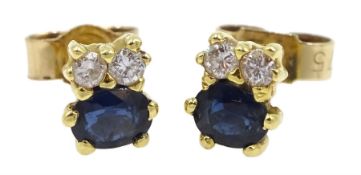 Pair of 18ct gold diamond and sapphire stud earrings
