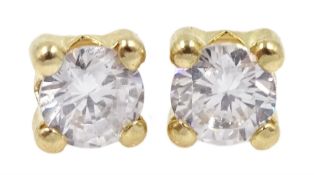 Pair of 9ct gold cubic zirconia stud earrings, stamped 375