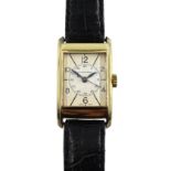 Longines gentleman's 9ct gold rectangular wristwatch No.5602173, manual wind and hinge back, London