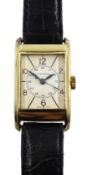 Longines gentleman's 9ct gold rectangular wristwatch No.5602173, manual wind and hinge back, London