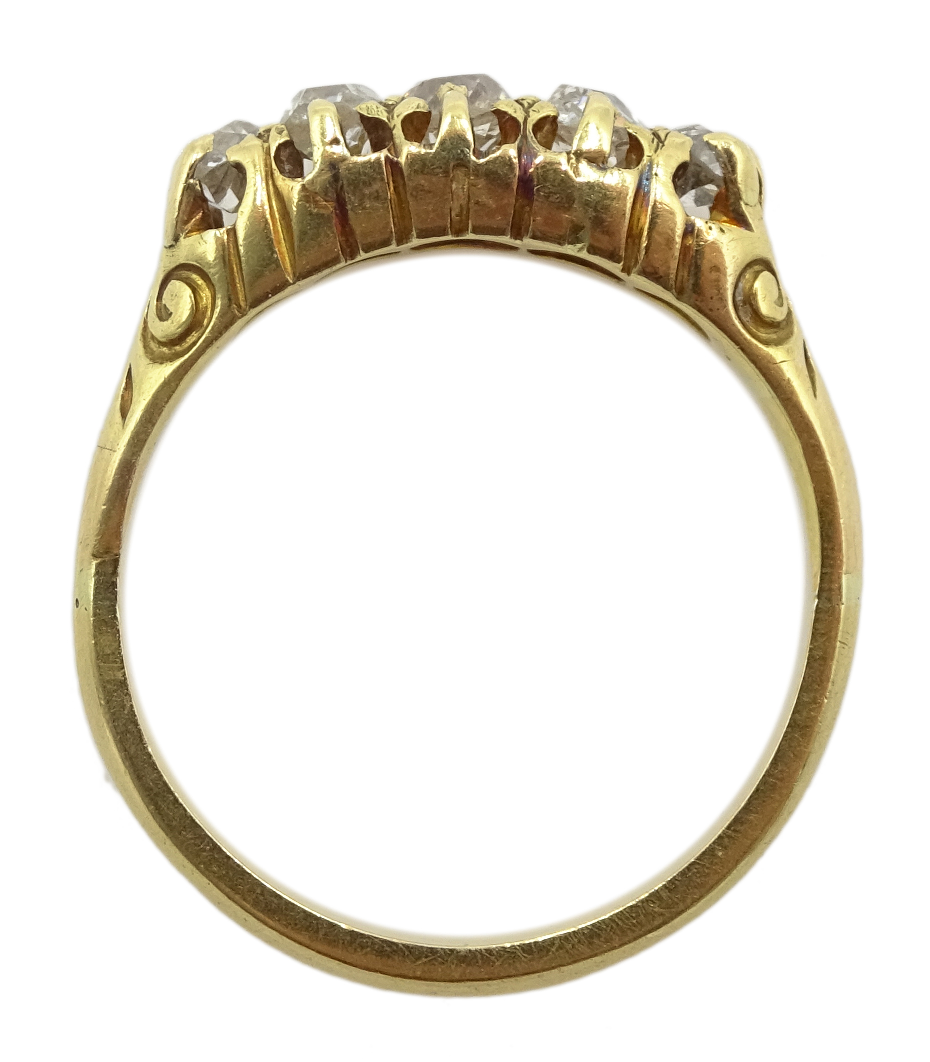 18ct gold five stone old cut diamond ring, total diamond weight approx 0.40 carat - Image 8 of 8