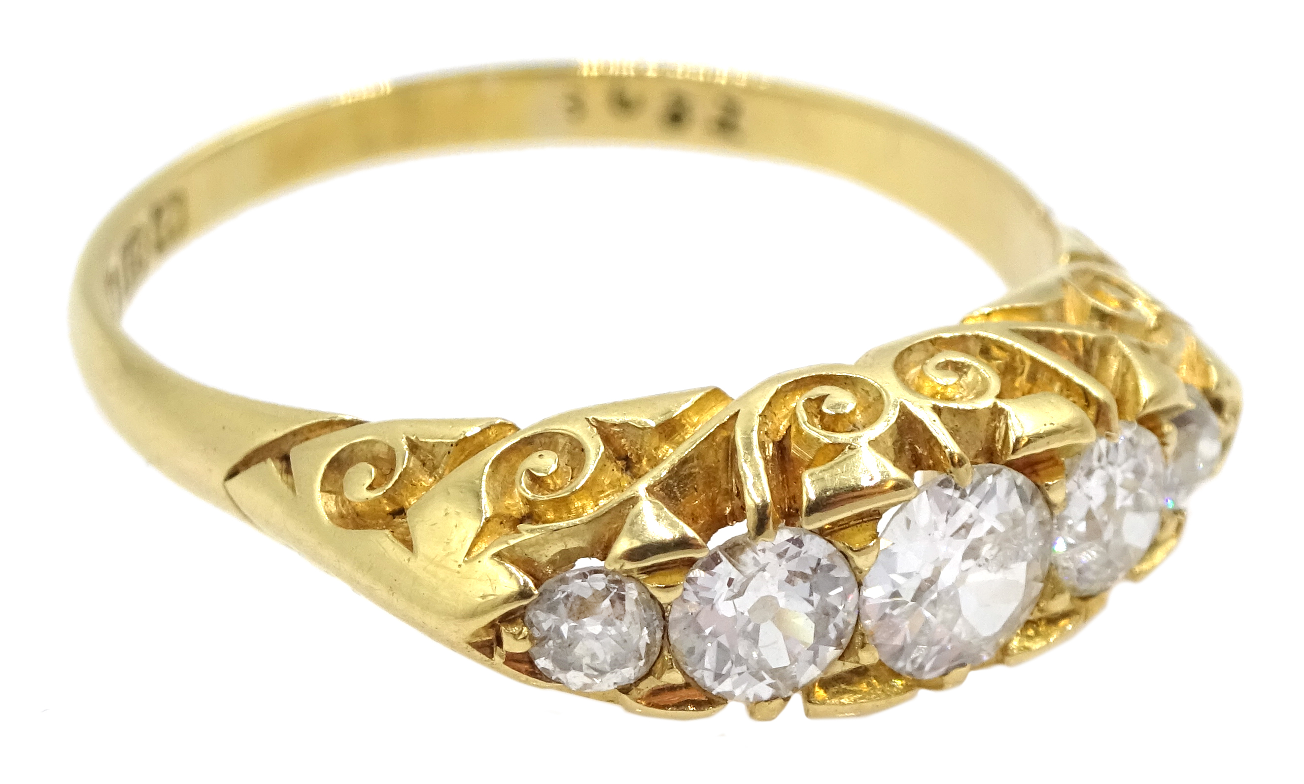 18ct gold graduating five stone diamond ring, hallmarked - Image 7 of 8