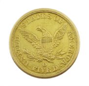 American 1844 gold five dollar coin, New Orleans mint mark