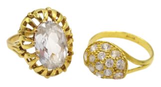 22ct gold cubic zironia dress ring, stamped 22K and an 18ct gold stone set ring, stamped 18ct