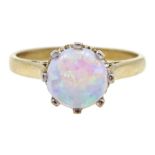 9ct gold single stone opal ring, hallmarked