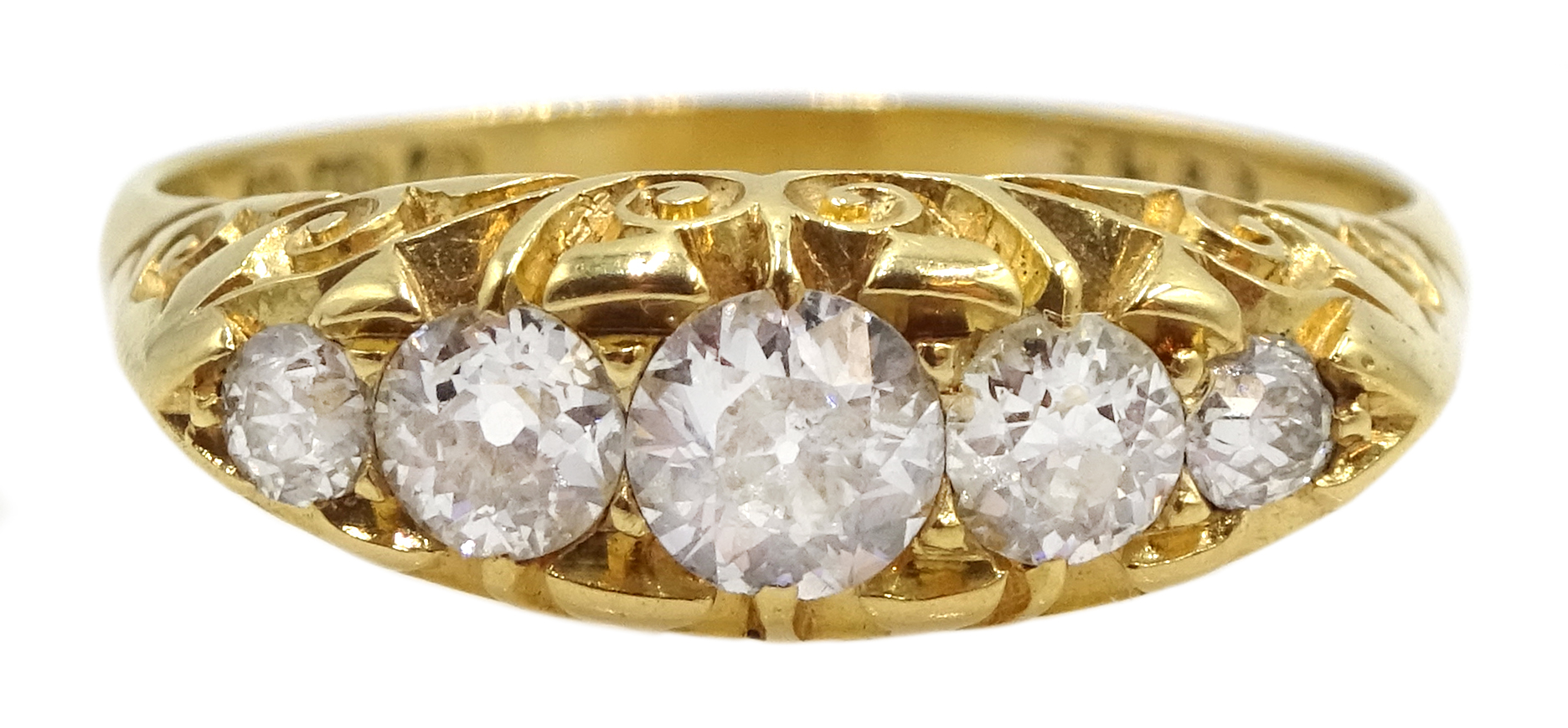 18ct gold graduating five stone diamond ring, hallmarked - Image 5 of 8