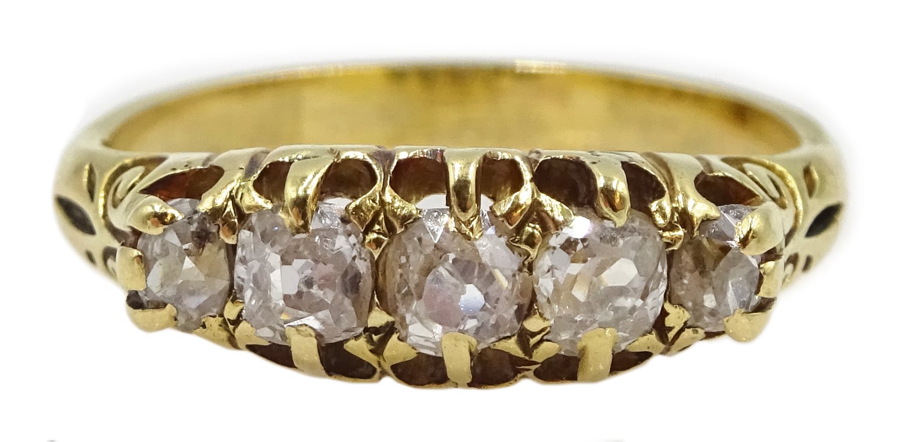 18ct gold five stone old cut diamond ring, total diamond weight approx 0.40 carat