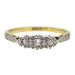 Gold old cut diamond illusion set ring, stamped 18ct & Plat