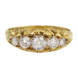 18ct gold graduating five stone diamond ring, hallmarked