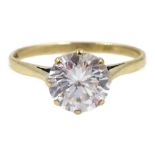 9ct gold single stone cubic zirconia ring, hallmarked