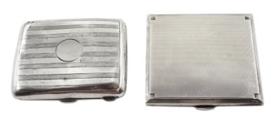 Silver cigarette case, engine turned decoration by D Bros, Birmingham 1946 and one other by C & Co,