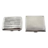 Silver cigarette case, engine turned decoration by D Bros, Birmingham 1946 and one other by C & Co,