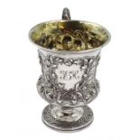 William IV silver christening cup, embossed squirrel and foliate decoration by John James Keith, Lon