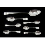 George III silver serving spoon, Old English pattern by Alice & George Burrows II, London 1801, silv