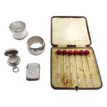 Victorian silver sovereign case by Deakin & Francis Ltd, Birmingham 1892, silver 'cherry' cocktail s