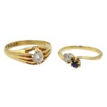 Early 20th century 18ct gold single stone diamond ring, London 1913, diamond approx 0.25 carat and a