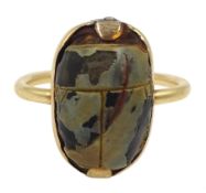 14ct gold stone set scarab beetle ring
