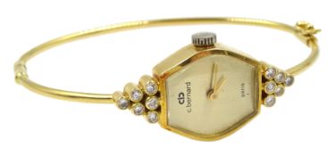 C.Bernard Paris ladies 18ct gold diamond bangle wristwatch, manual wind