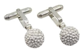 Pair of silver golf ball cufflinks, hallmarked