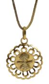 18ct gold Saudi Arabia crest pendant necklace, tested or stamped 750