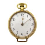 Swiss 18ct gold ladies pocket watch No.329125, top wind, stamped 18K