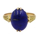 14ct gold single stone lapis lazuli ring