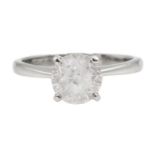 Platinum single stone diamond ring hallmarked, diamond approx 1.20 carat