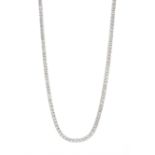 White gold round brilliant cut diamond necklace, stamped 18K, total diamond weight 14.20 carat