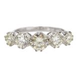 18ct white gold five stone graduating, round brilliant cut diamond ring, hallmarked, total diamond w