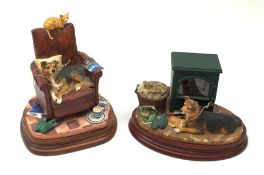 Two Border Fine Arts figurines, comprising of Warm Fires B1032 on wooden base with certificate, Caug