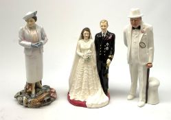 Three Royal Doulton figures, comprising HM The Queen and HRH The Duke of Edinburgh, HN3836, limited