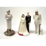 Three Royal Doulton figures, comprising HM The Queen and HRH The Duke of Edinburgh, HN3836, limited