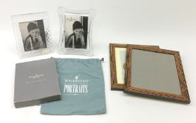 Two Waterford glass photograph frames, each with easel style support, largest H22cm, together with a