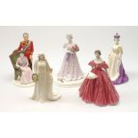 A group of five Coalport figurines, comprising limited edition HM Queen Elizabeth II 70th Birthday,