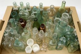 A collection of vintage glass lemonade and other glass bottles. (Qty).