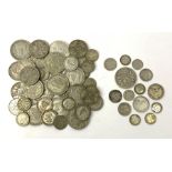 Approximately 290 grams of pre 1947 Great British silver coins including half crowns, florins etc, a