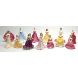 A collection of Coalport figurines, comprising, Evening at the Opera, Evening Elegance, Maggie, Gold