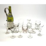 A silver plated wine bottle holder, together with a selection of glassware, to include a Victorian g