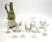 A silver plated wine bottle holder, together with a selection of glassware, to include a Victorian g