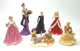 A group of five figures and one figure group comprising of two Coalport figurines, Special Occasion